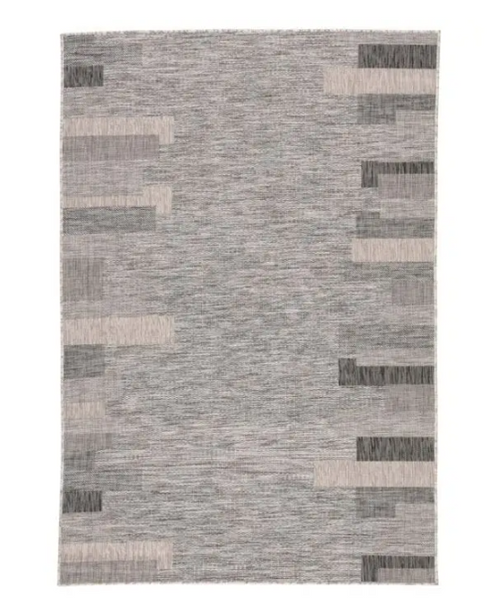 DECORA, Tonal Gray Rectangular Shapes Rug