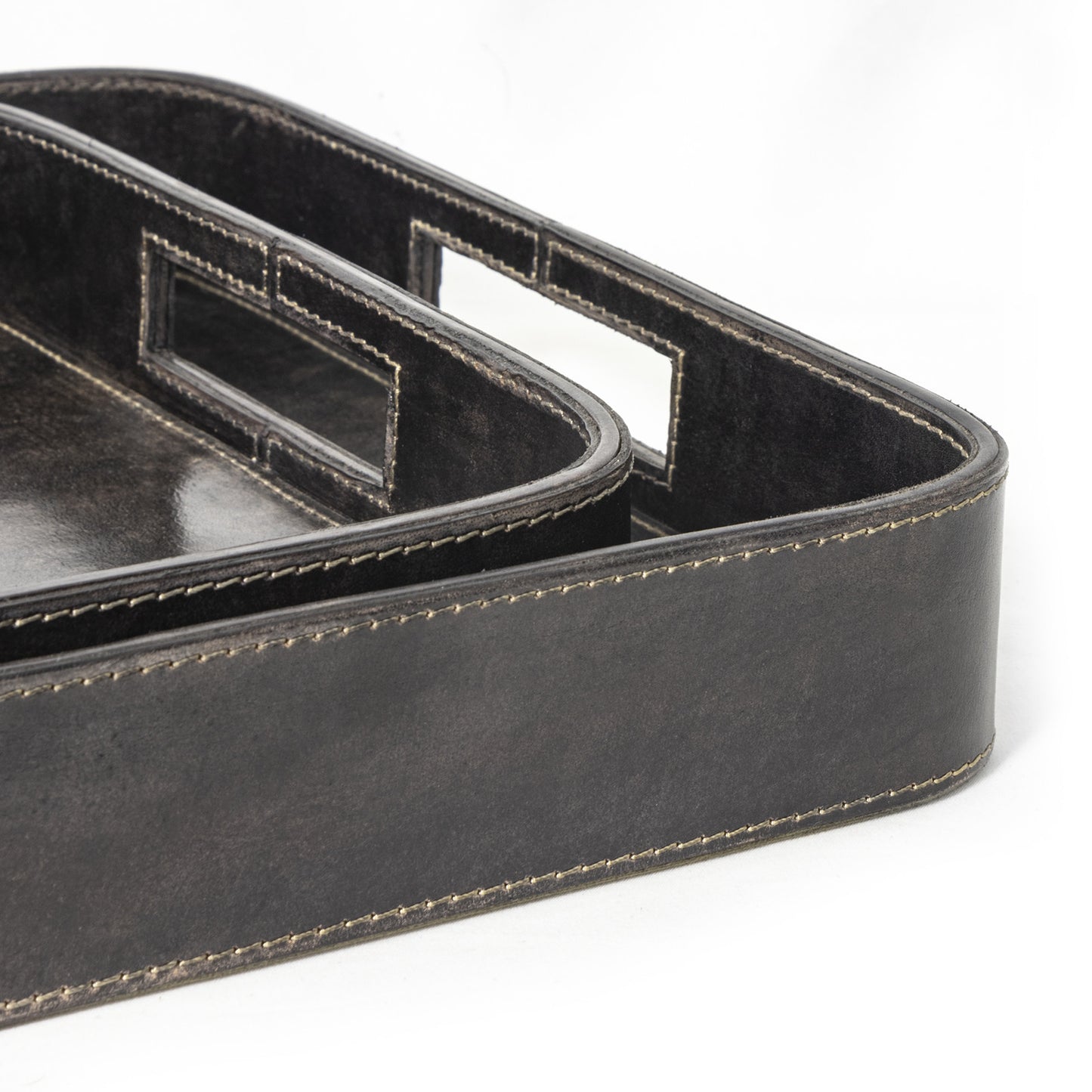 Derby Rectangle Leather Tray Set