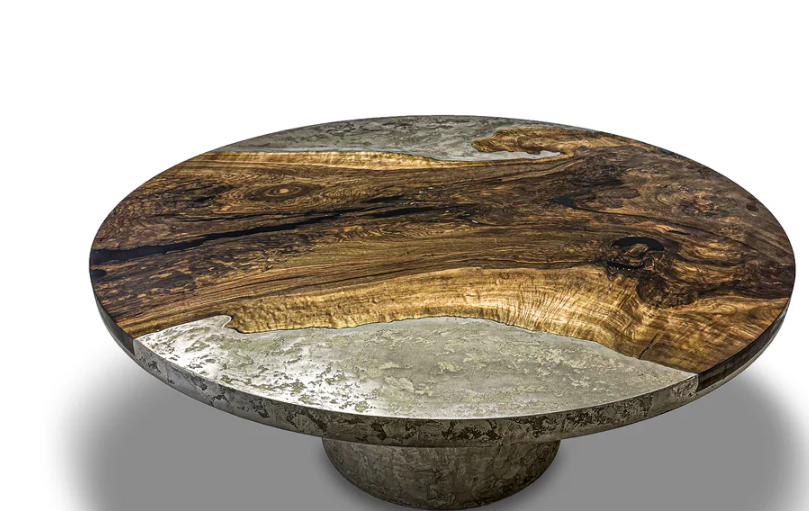 ELEADORA LIQUID METAL ROUND DINING TABLE