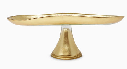 Footed Glass Tray with Gold Brushed RIm