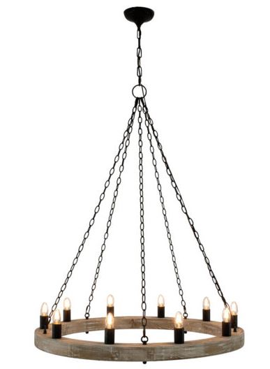 HD123 Natural Oak & Aged Iron Chandelier