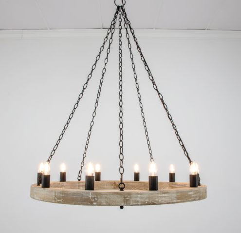 HD123 Natural Oak & Aged Iron Chandelier