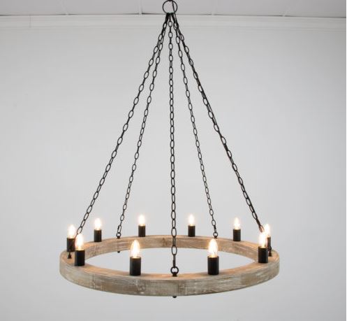 HD123 Natural Oak & Aged Iron Chandelier