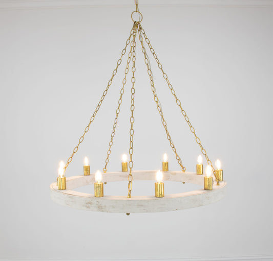 HD122 White Oak & Gold Chandelier