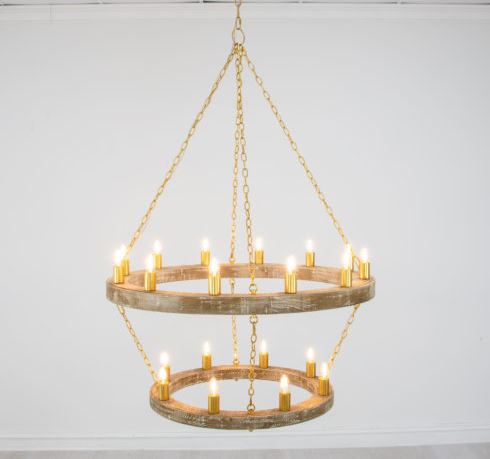 HD123 Natural Oak & Gold Chandelier