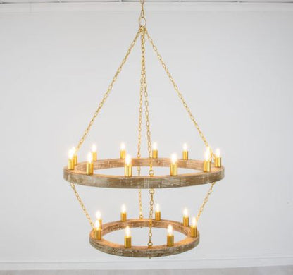 HD123 Natural Oak & Gold Chandelier