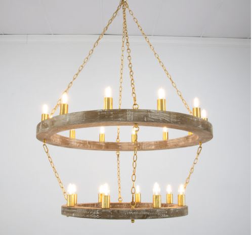 HD123 Natural Oak & Gold Chandelier