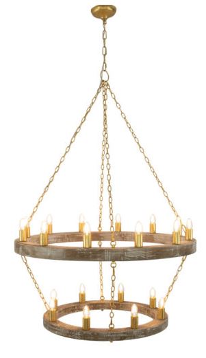 HD123 Natural Oak & Gold Chandelier