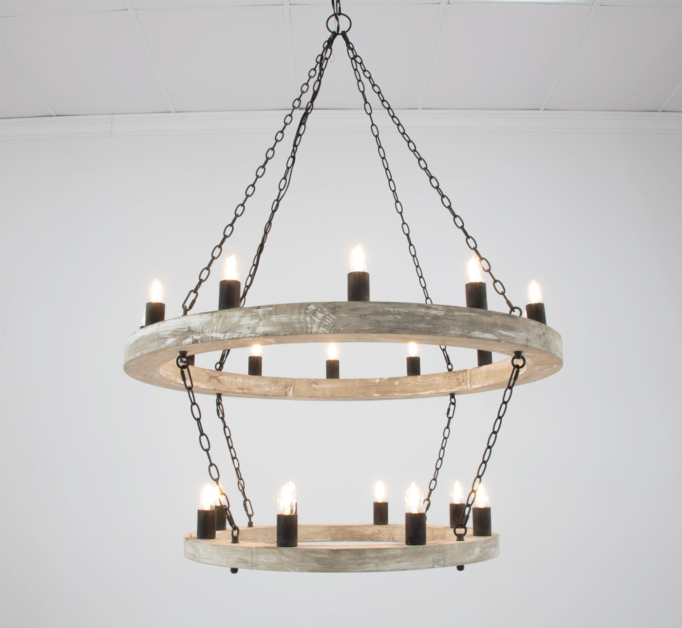 HD123 Natural Oak & Aged Iron Chandelier