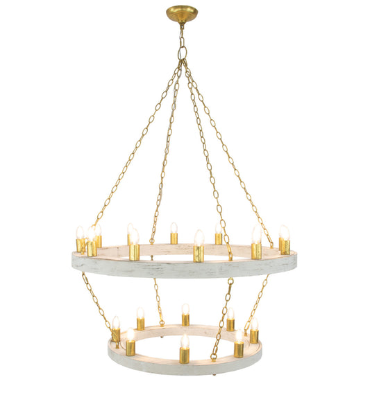 HD123 White Oak & Gold Chandelier