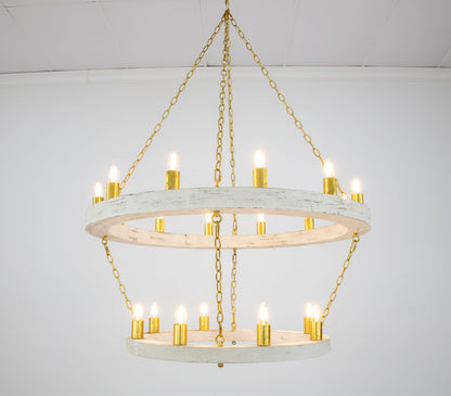 HD123 White Oak & Gold Chandelier