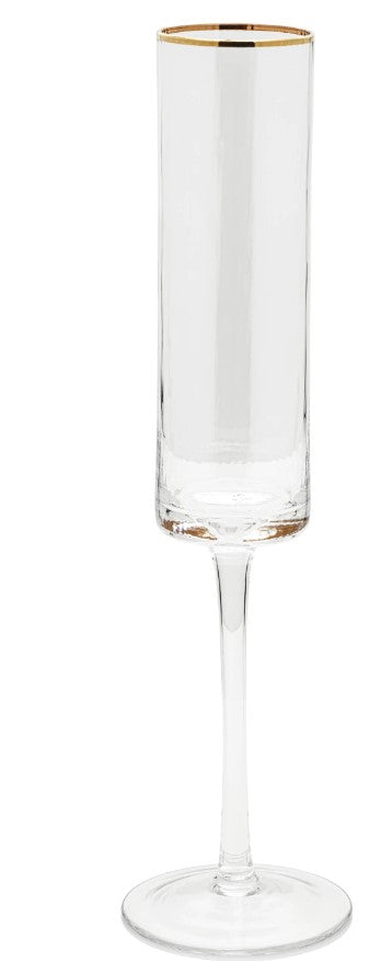 Optic Champagne Flute with Gold Rim