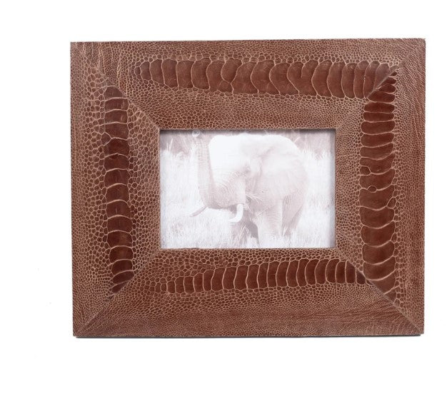 Ostrich Shin Leather Photo Frame - Brown