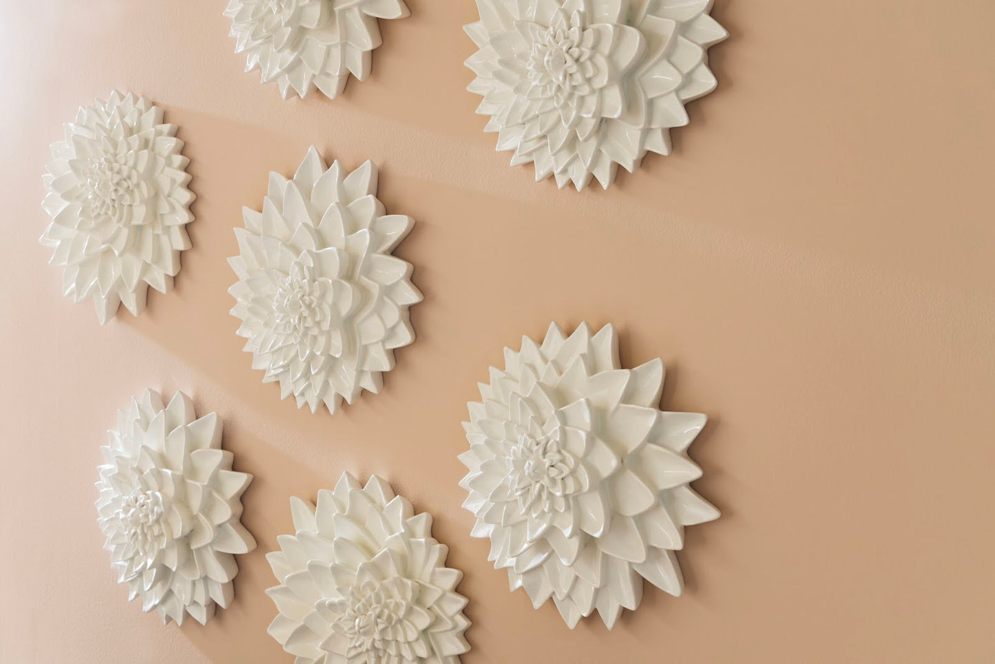 Dahlia Flower Wall Art, Gel Coat White