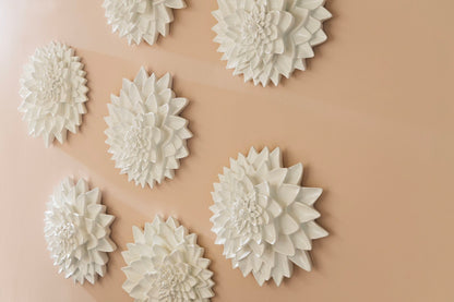 Dahlia Flower Wall Art, Gel Coat White