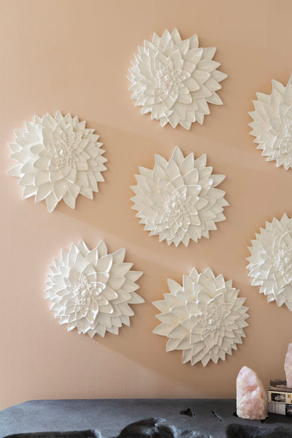 Dahlia Flower Wall Art, Gel Coat White