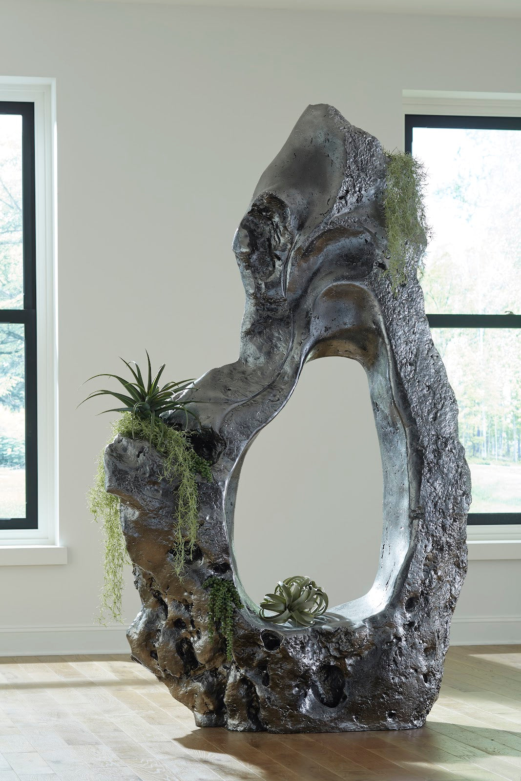 Colossal Cast Stone Sculpture, Liquid Silver