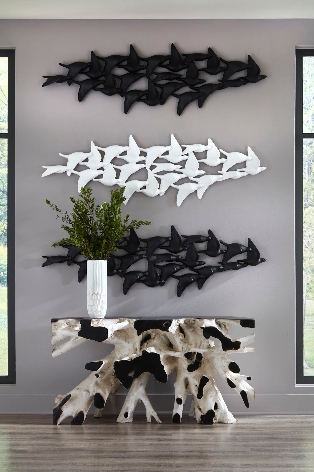 Flock of Birds Wall Art, Matte White