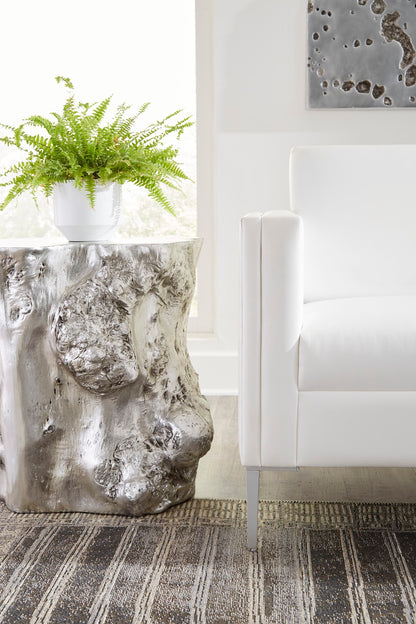 Log Side Table, Silver Leaf