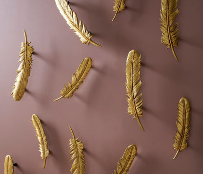 Feathers Wall Art, Large, Gold Leaf, Set of 2