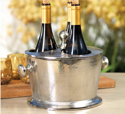 Raw Aluminum Three Bottle Wine Holder