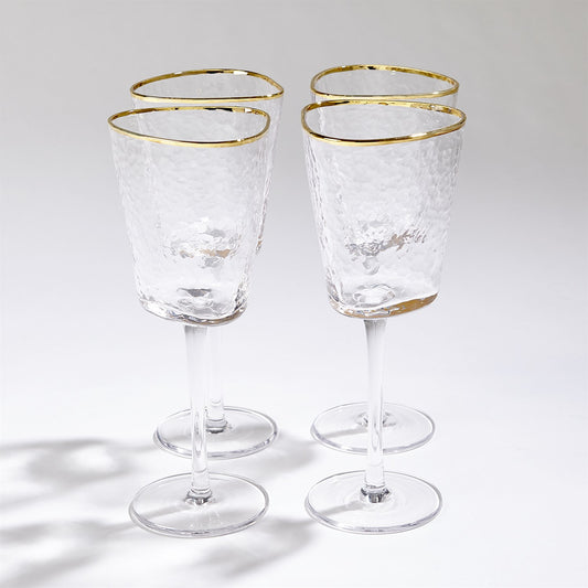 S/4 HAMMERED FOOTED WINE GLASSES