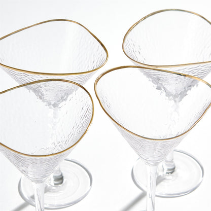 Set of 4 HAMMERED MARTINI GLASSES