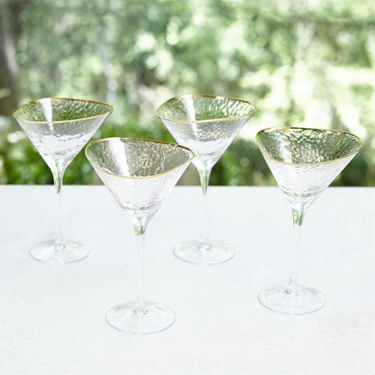 Set of 4 HAMMERED MARTINI GLASSES