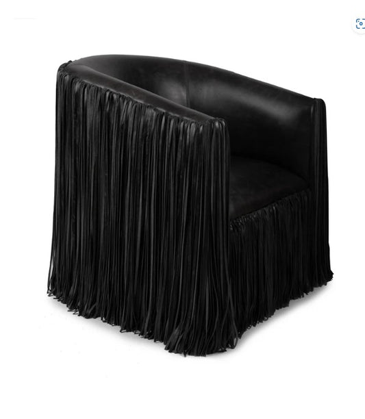 Shaggy Leather Swivel Chair