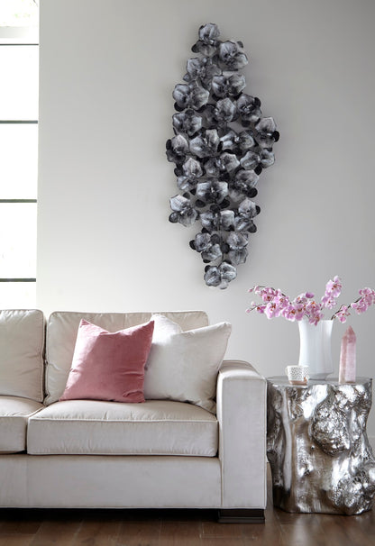 Orchid Collage Wall Art, Silver/Black