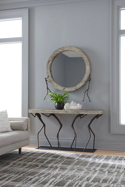 Atlas Mirror, Chamcha Wood, Gray Stone Finish, Metal