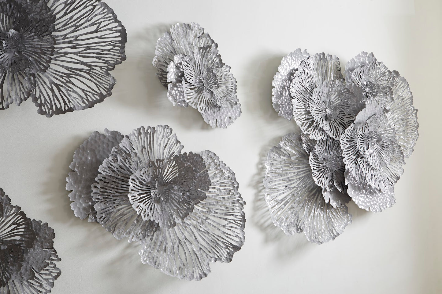 Flower Wall Art, Small, Gray, Metal