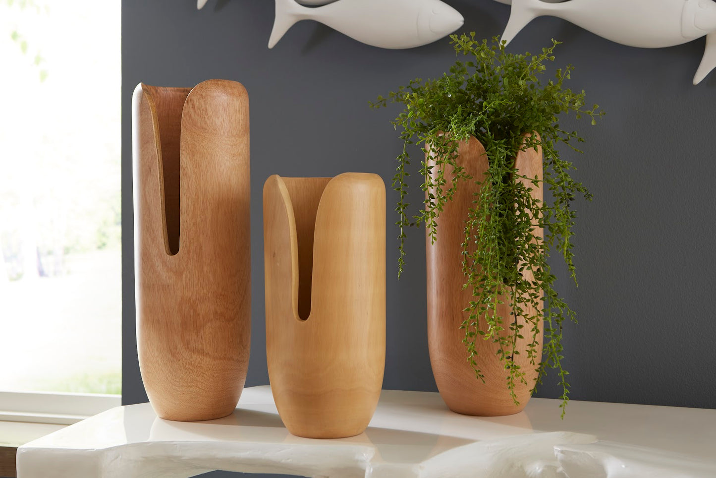 Interval Wood Vase, Natural, Medium