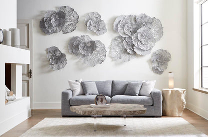 Flower Wall Art, Medium, Gray, Metal