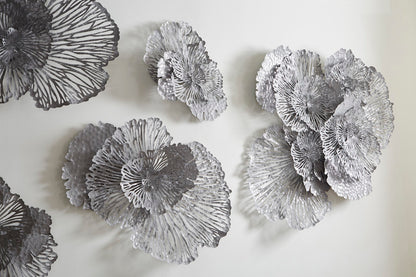 Flower Wall Art, Medium, Gray, Metal