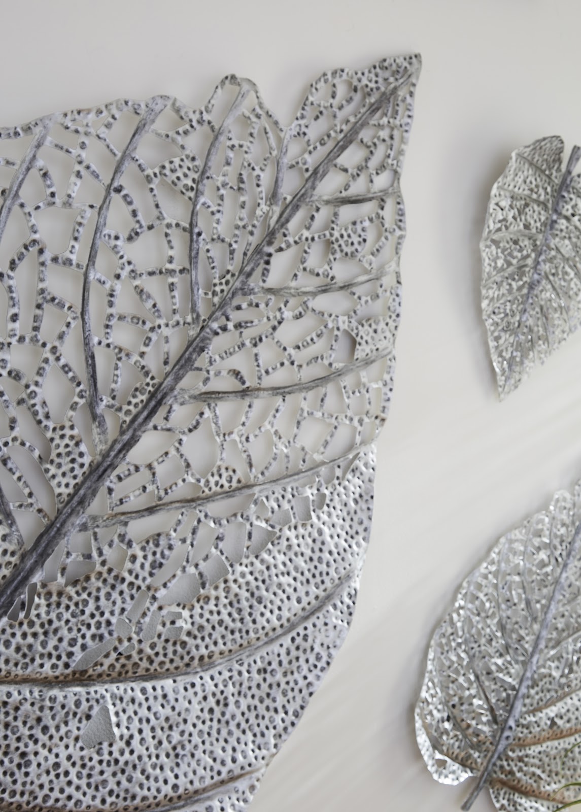 Birch Leaf Wall Art, Silver, XL