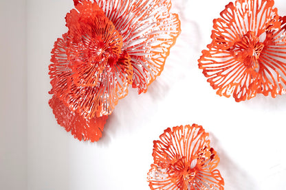 Flower Wall Art, Extra Small, Coral, Metal