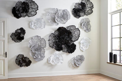 Flower Wall Art, Small, White, Metal