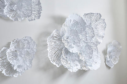 Flower Wall Art, Small, White, Metal