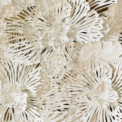 Flower Wall Art, Small, White, Metal