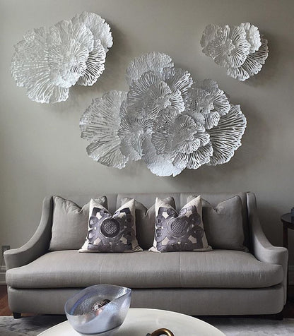 Flower Wall Art, Medium, White, Metal