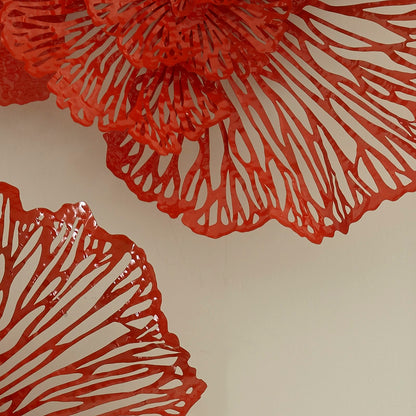 Flower Wall Art, Medium, Coral, Metal