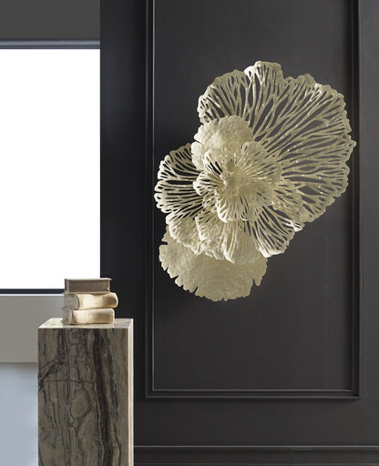 Flower Wall Art, Medium, Ivory, Metal