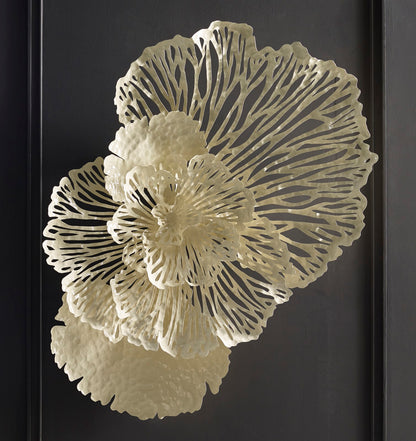 Flower Wall Art, Medium, Ivory, Metal