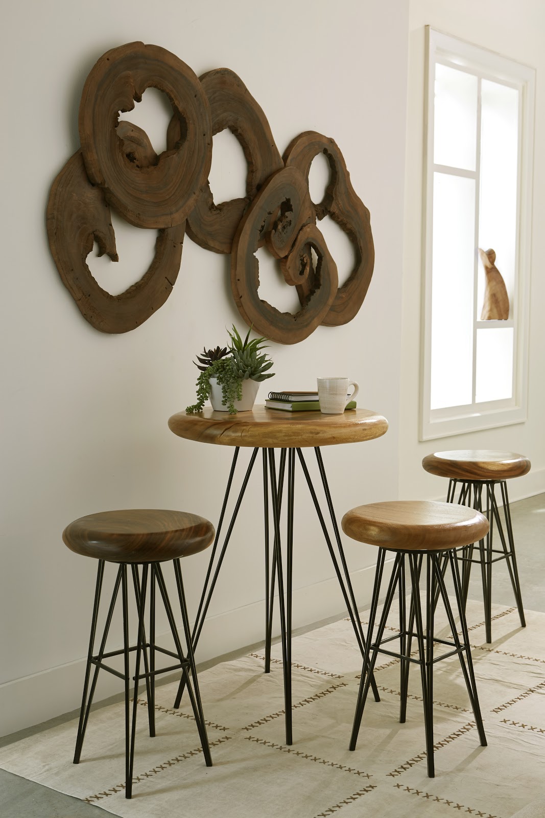 String Bar Table, Four Metal Legs