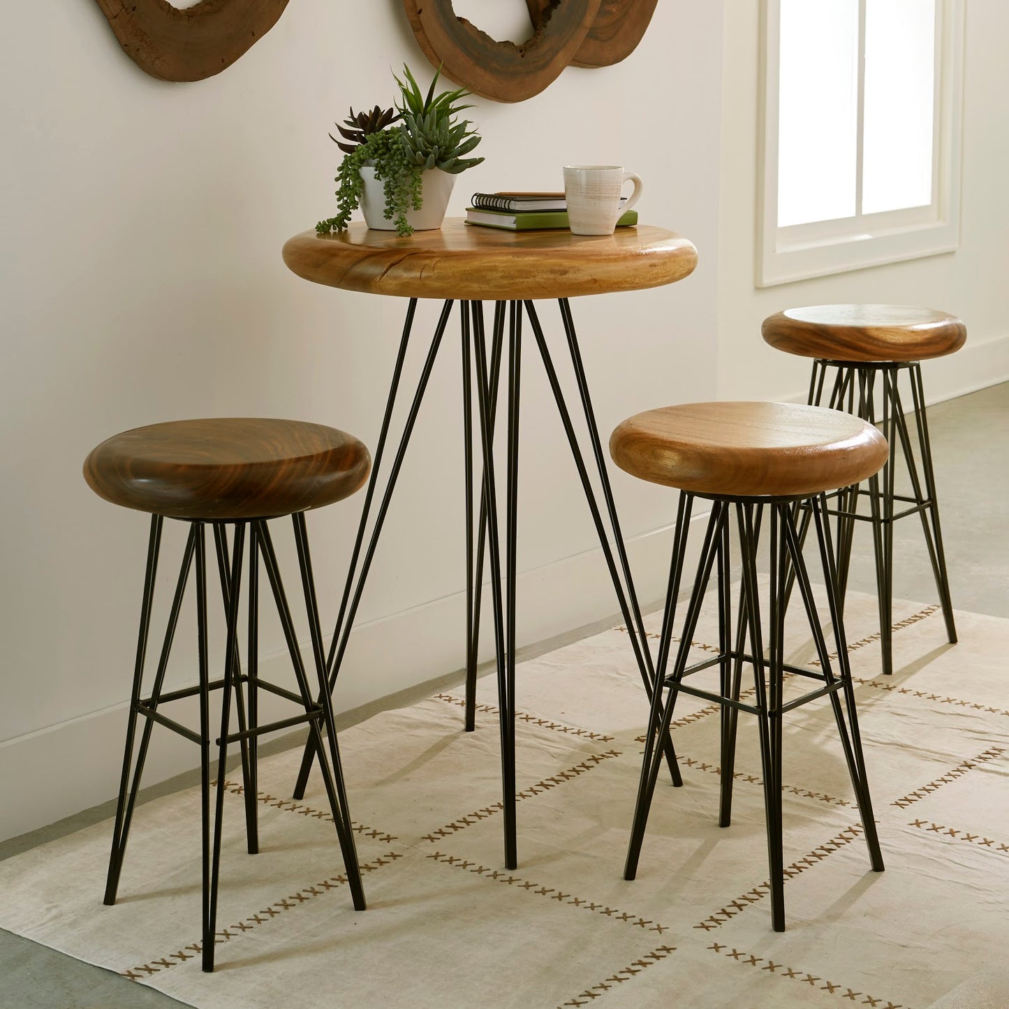 String Bar Table, Four Metal Legs