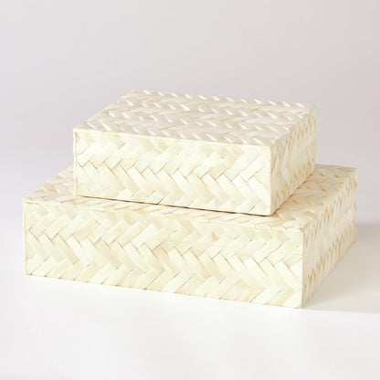 WHITE BONE BRAIDED BOXES