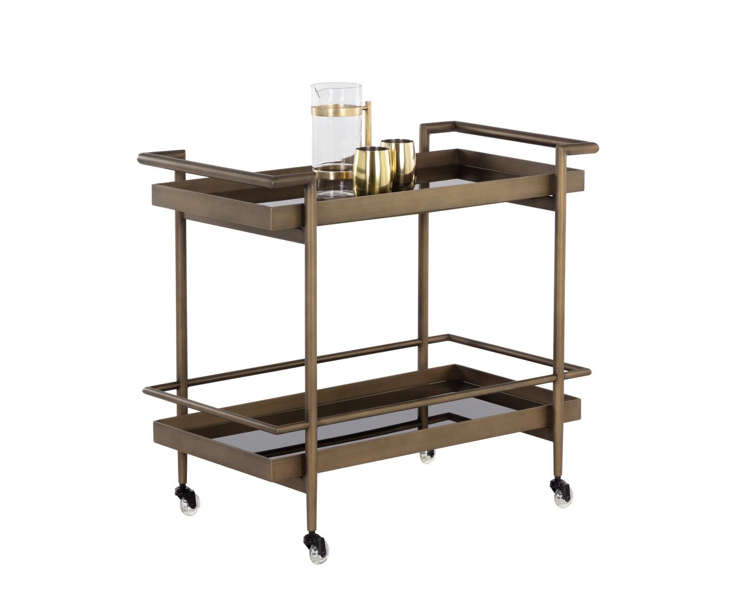 NAHLA LIVINGSTON BAR CART - ANTIQUE BRASS