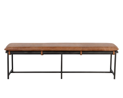 NAHLA ZANCOR BENCH - GUNMETAL - TAN LEATHER