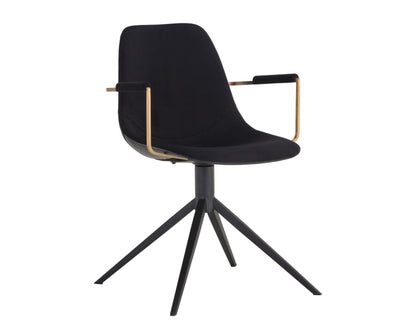 NAHLA CASSIUS SWIVEL DINING ARMCHAIR - ABBINGTON BLACK / BRAVO BLACK